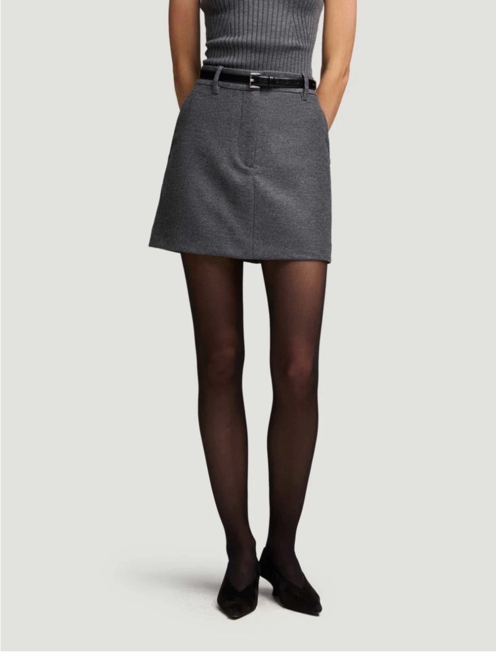 NTW Argent Gray Tailored Mini Skirt
